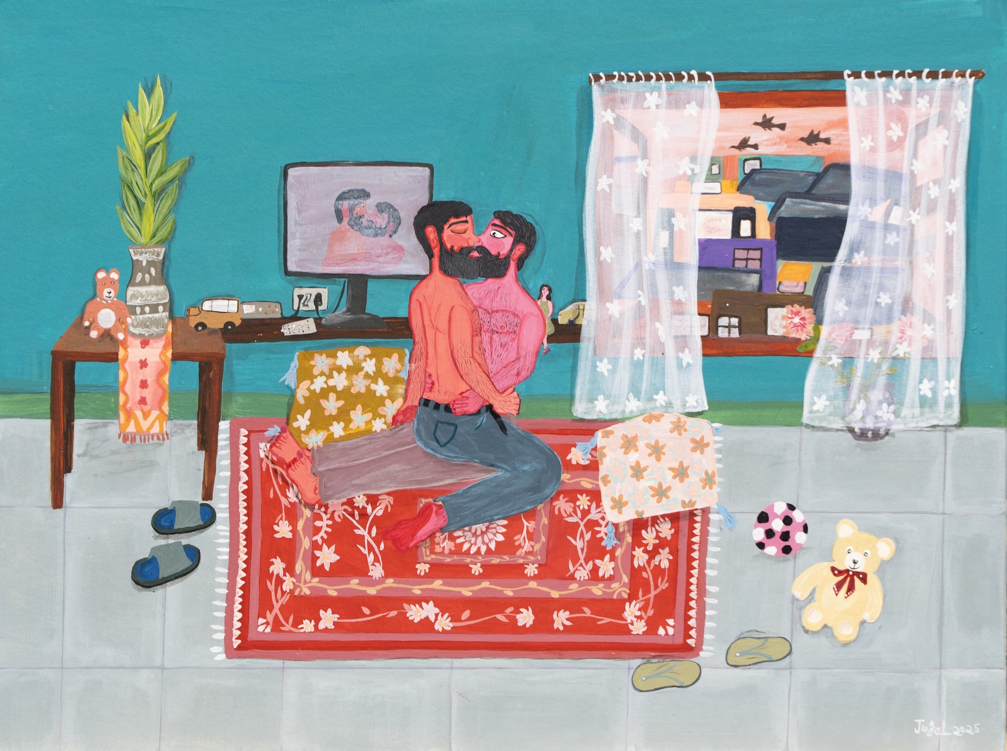 JK, queer identity artist, bhupen like figures, Jammu