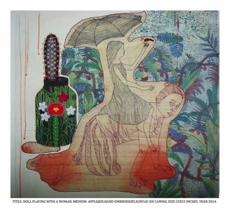 Debasree Das, embroidery and acrylic on canvas