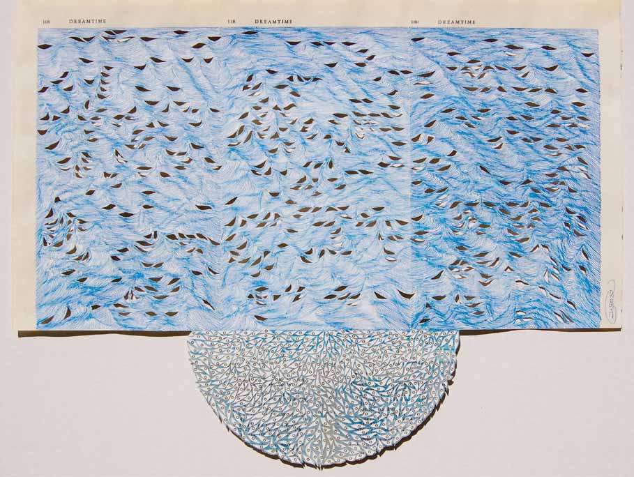 Youdhisthir Maharjan, Acrylic and Ink on reclaimed text