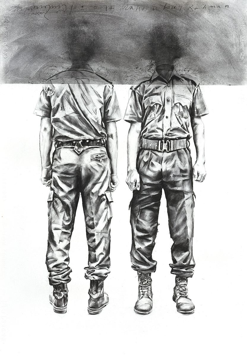 Mahbubur Rahman, charcoal on paper