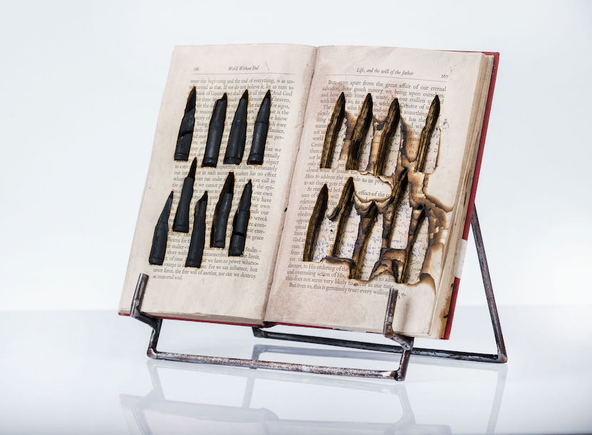 Kingsley Gunatillake, book art, Used books & bullets