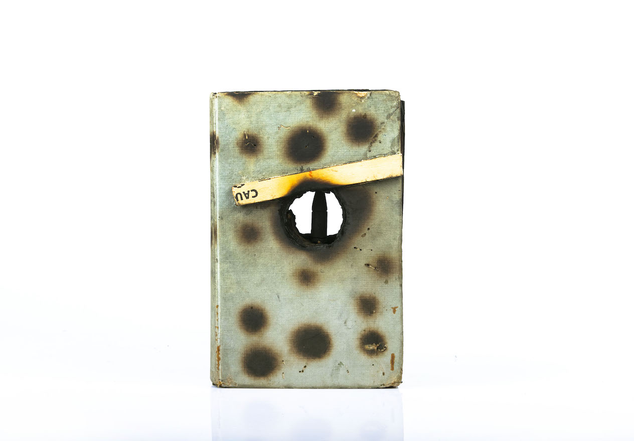 Kingsley Gunatillake, book art, Used books & bullets