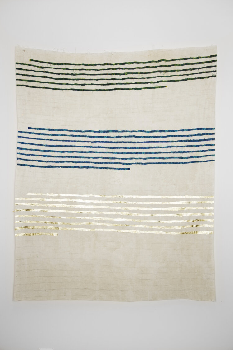 Meghana Gavireddygari, Banaras Silk and gold leaf on fabric