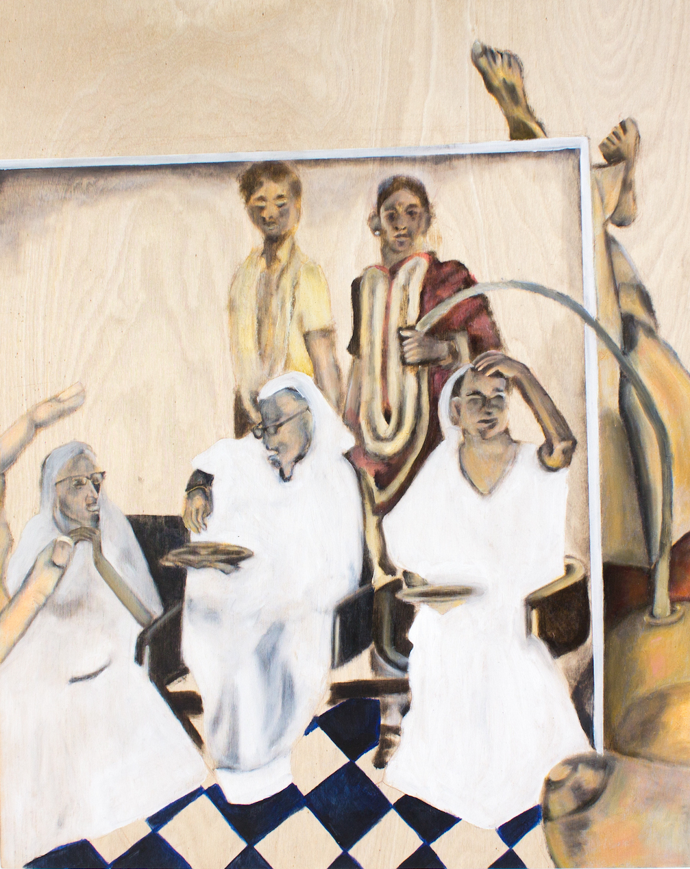 Namrata arjun, performative art, oil on panel