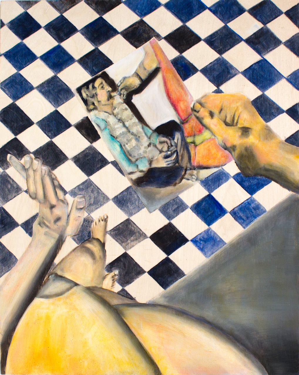 Namrata arjun, performative art, oil on panel