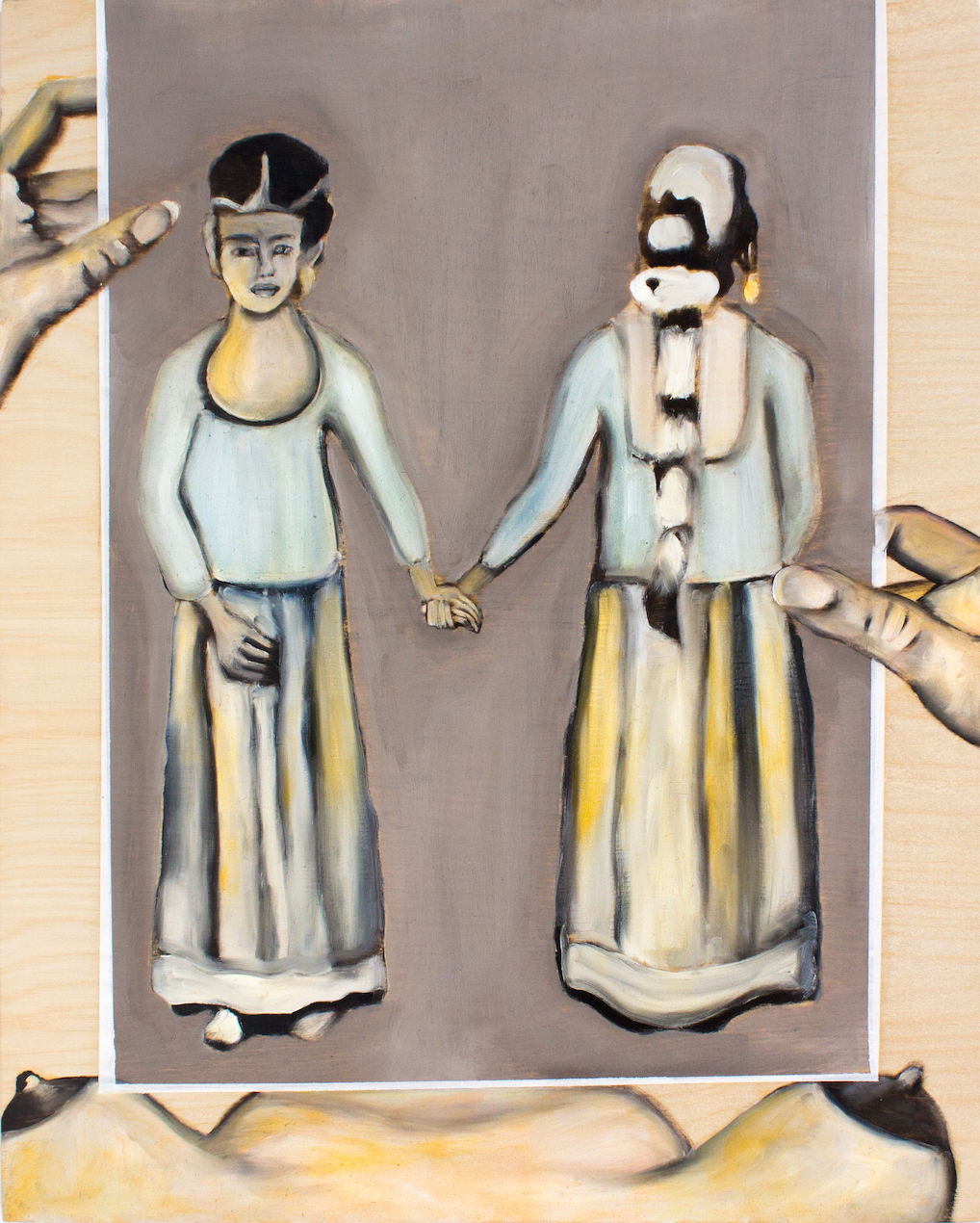 Namrata arjun, performative art, oil on panel