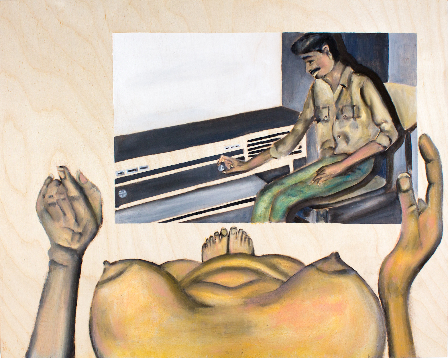 Namrata arjun, performative art, oil on panel