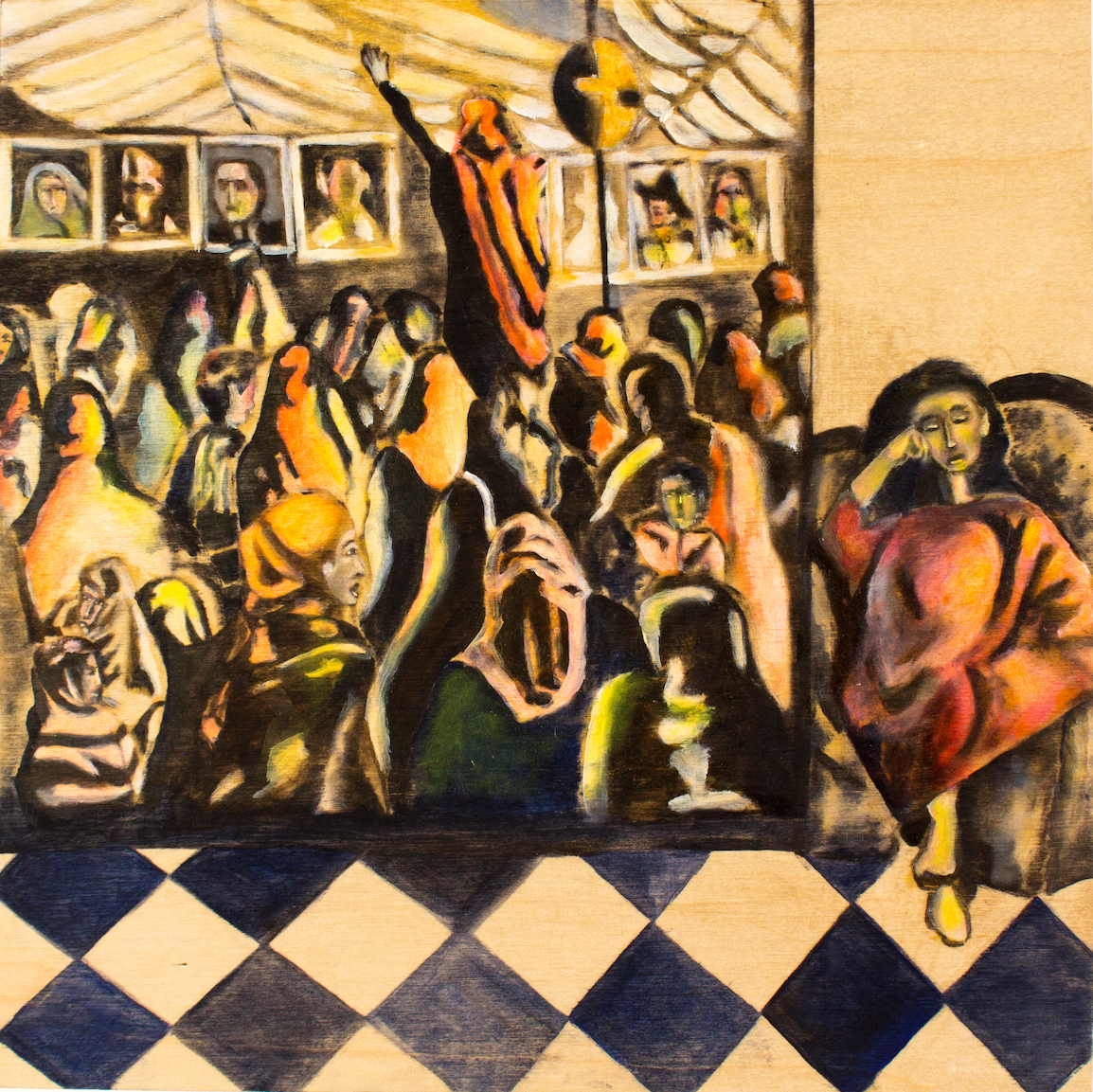 Namrata arjun, performative art, oil on panel