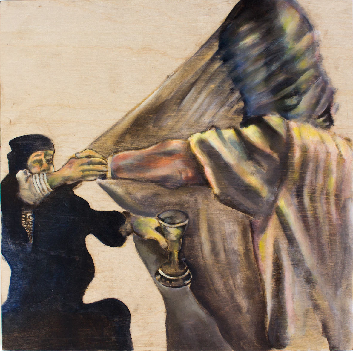 Namrata arjun, performative art, oil on panel