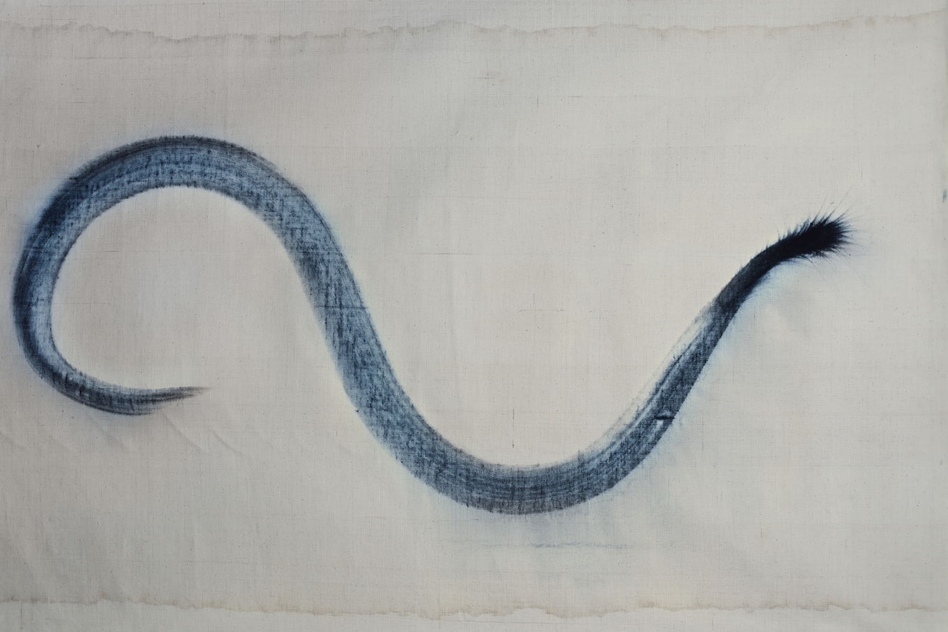 Kaimurai, indigo on handamade textile