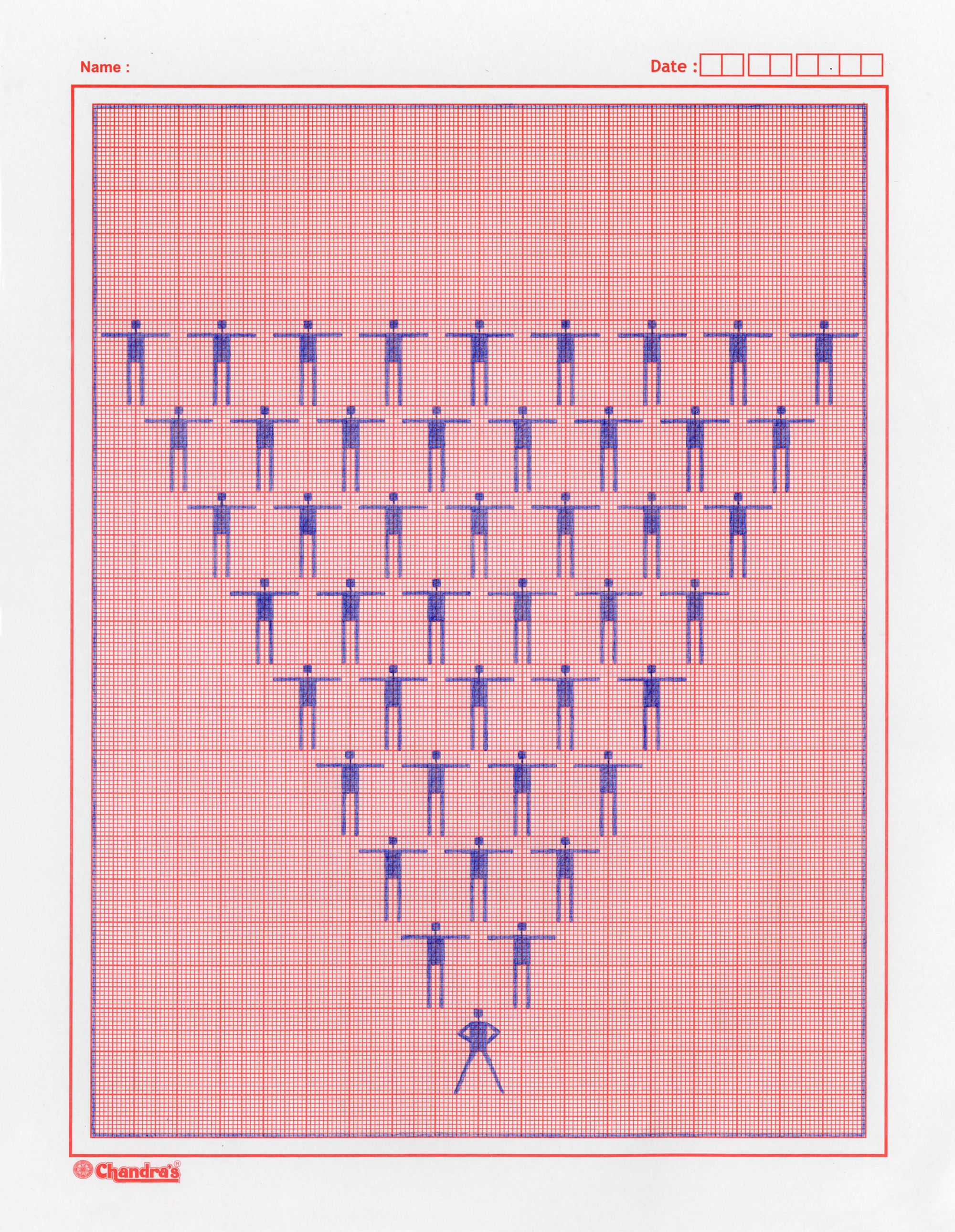 Koyal Raheja, pencil drawing on graph paper, contemporary