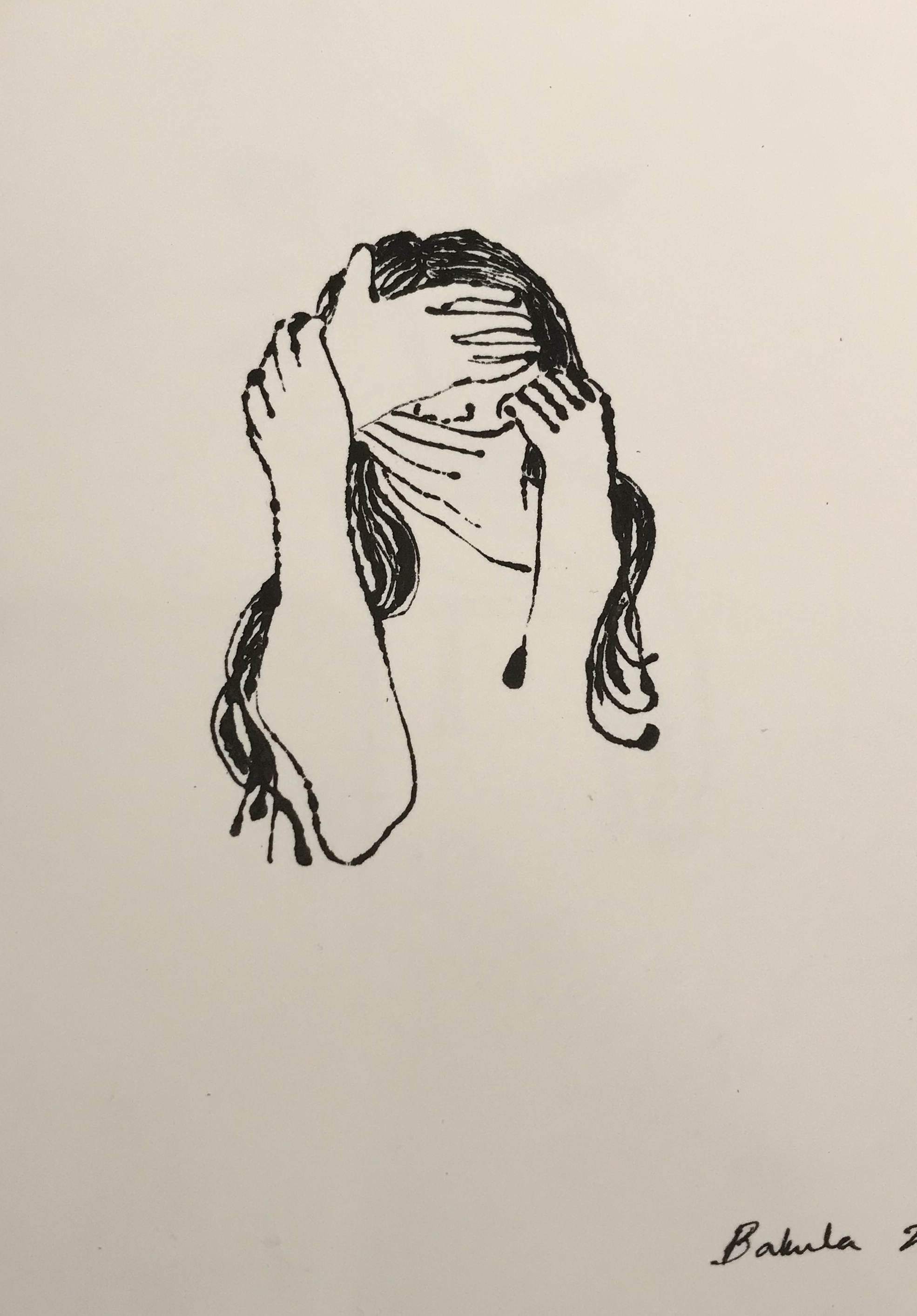 Bakula Nayak, contempoary artist, ink on paper