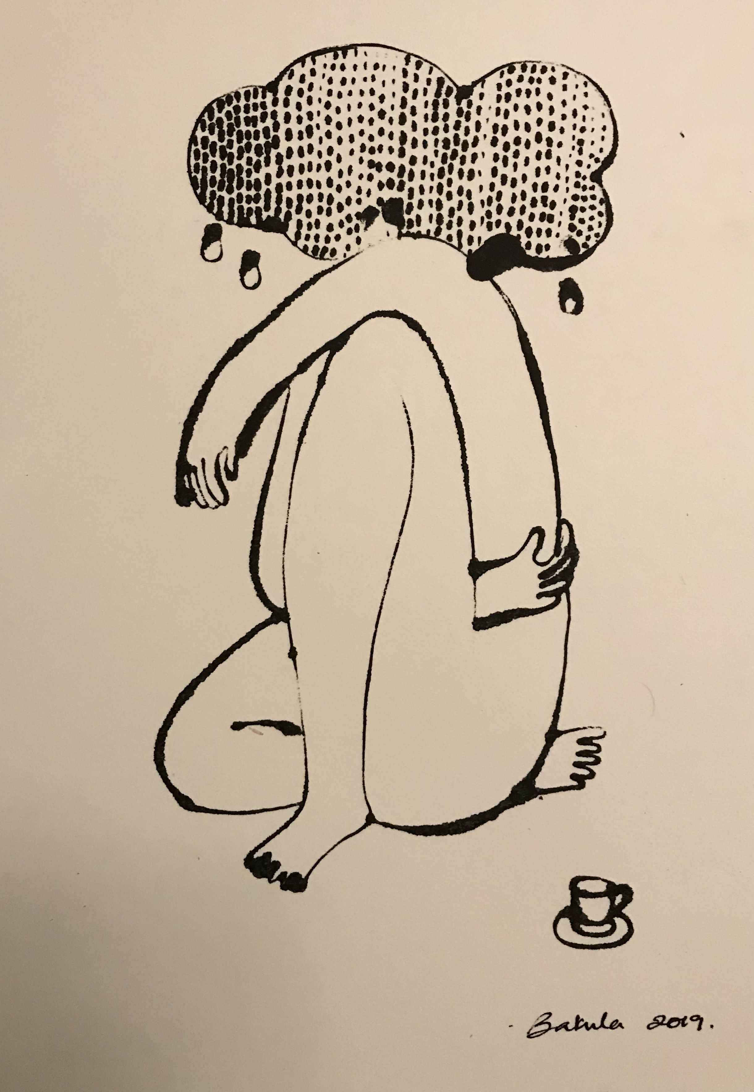 Bakula Nayak, contempoary artist, ink on paper