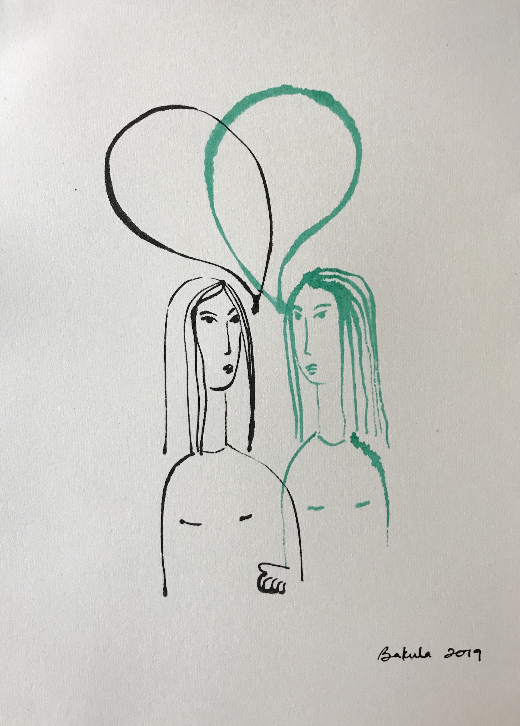 Bakula Nayak, contempoary artist, ink on paper