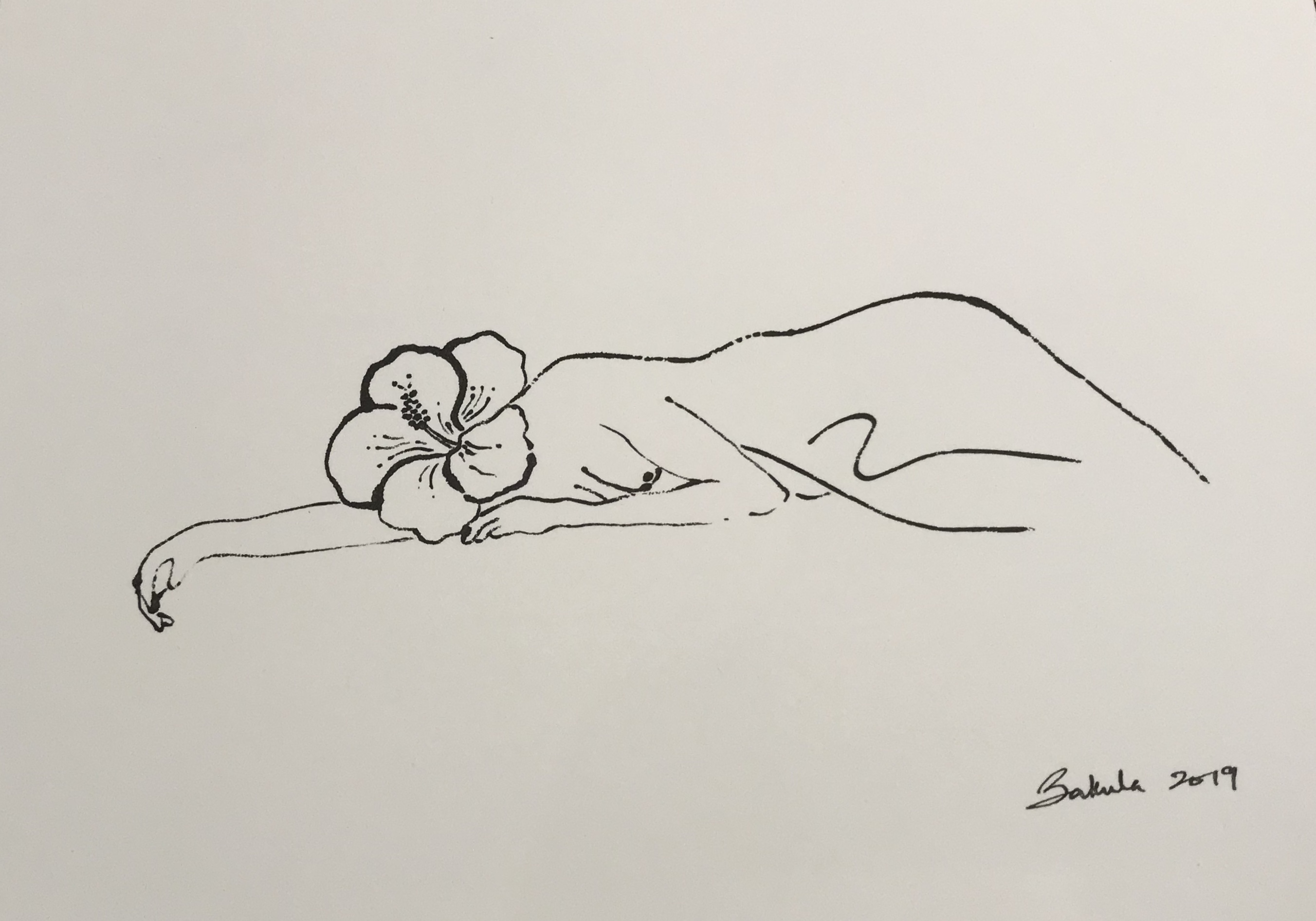 Bakula Nayak, contempoary artist, ink on paper