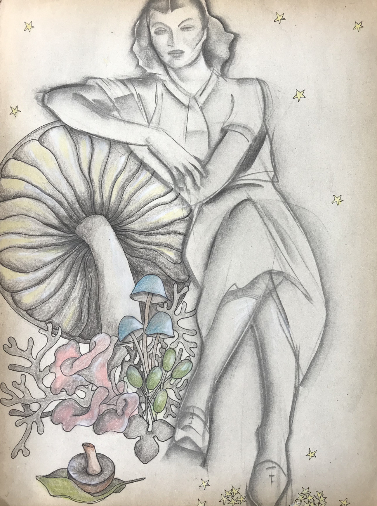 Bakula Nayak, contempoary artist, vintage paper drawing