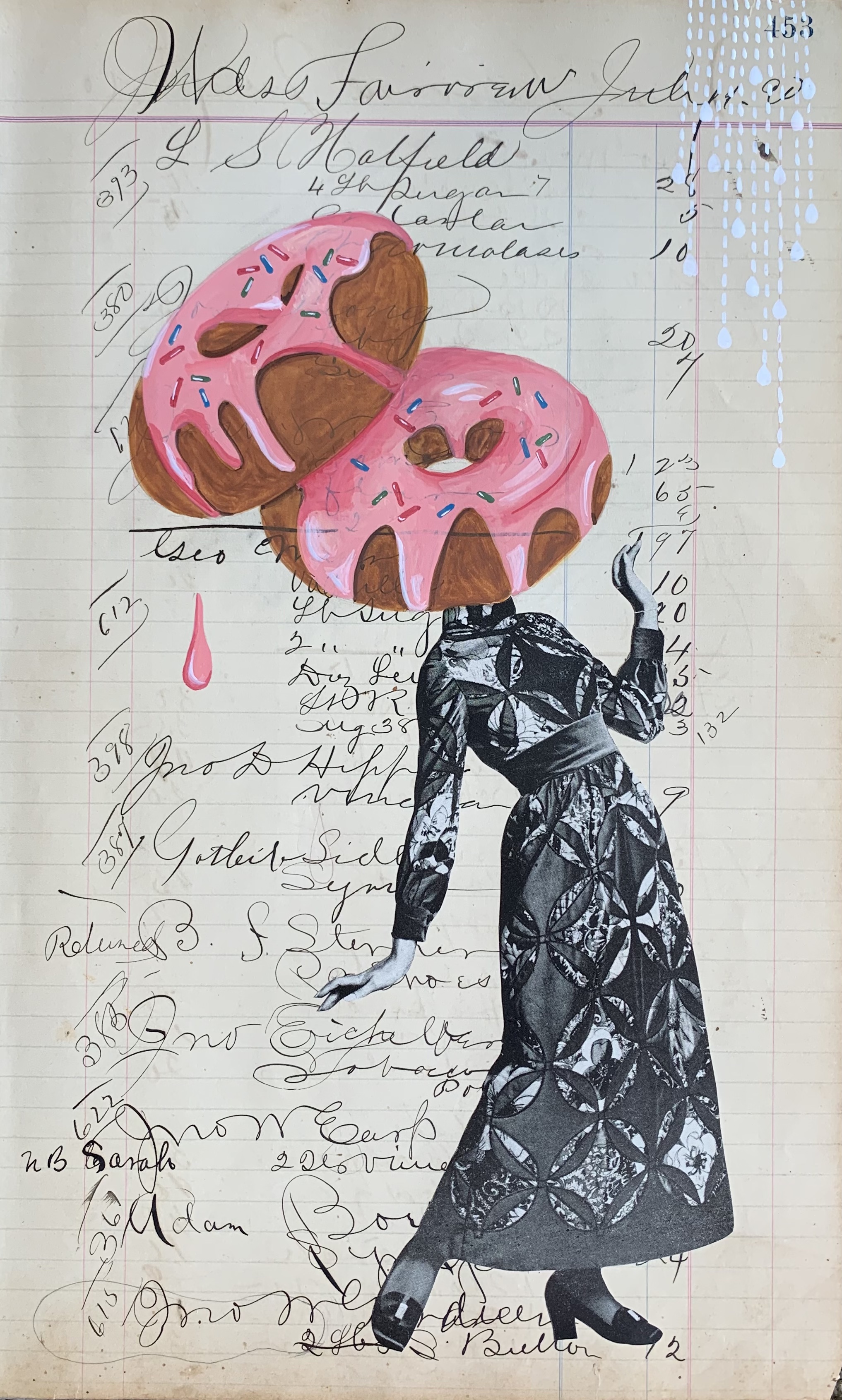 Bakula Nayak, contempoary artist, vintage paper drawing